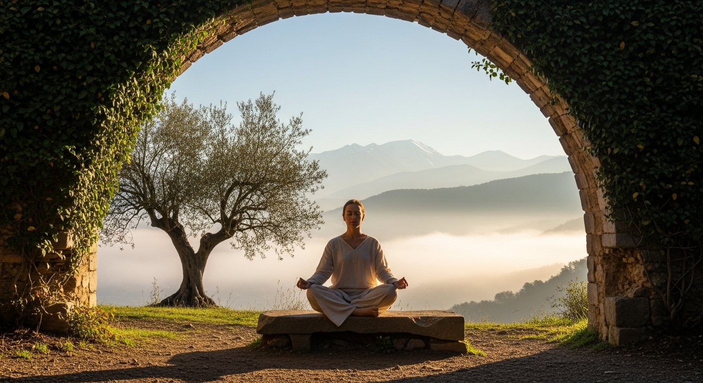 A serene image of someone meditating, representing deep focus and inner peace