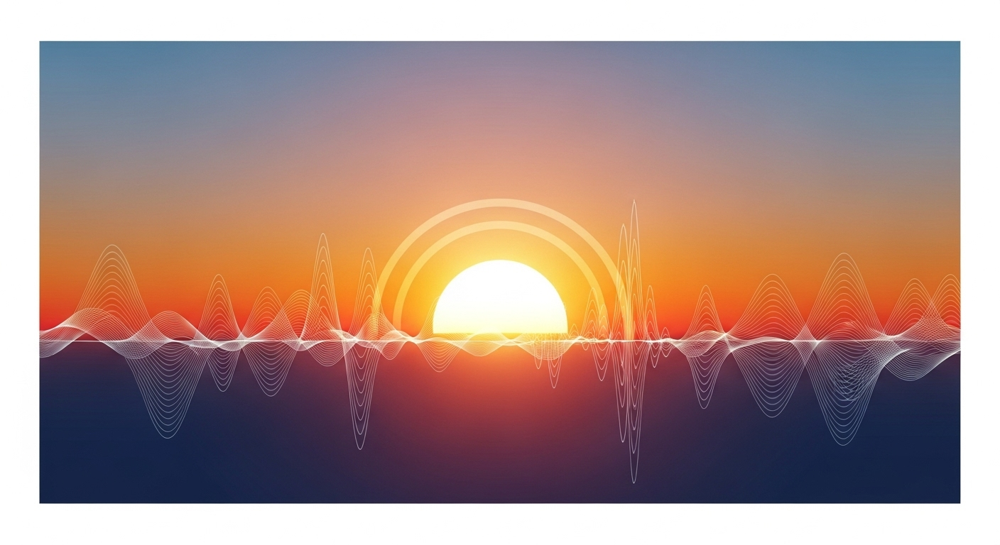 Sunrise with energy waves representing mental alertness